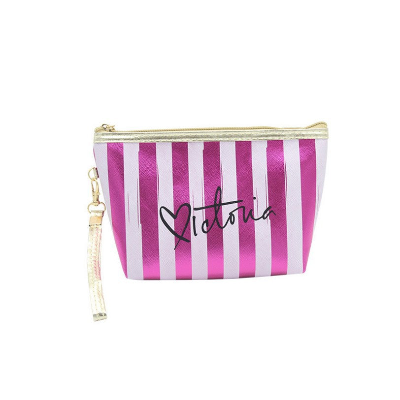 Cross Pattern Striped Make-up Bag Female Storage Multifunctional