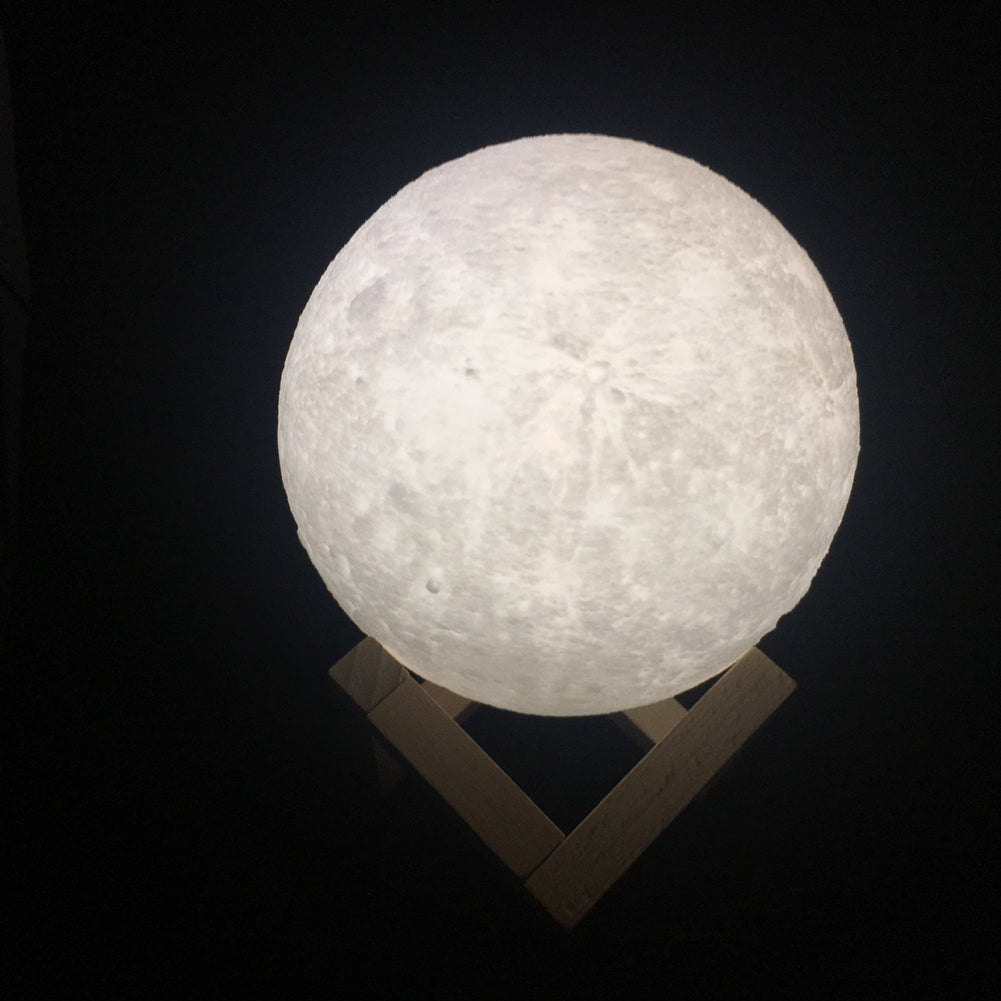 Rechargeable 3D Print Moon Lamp 2 Color Change Touch Switch