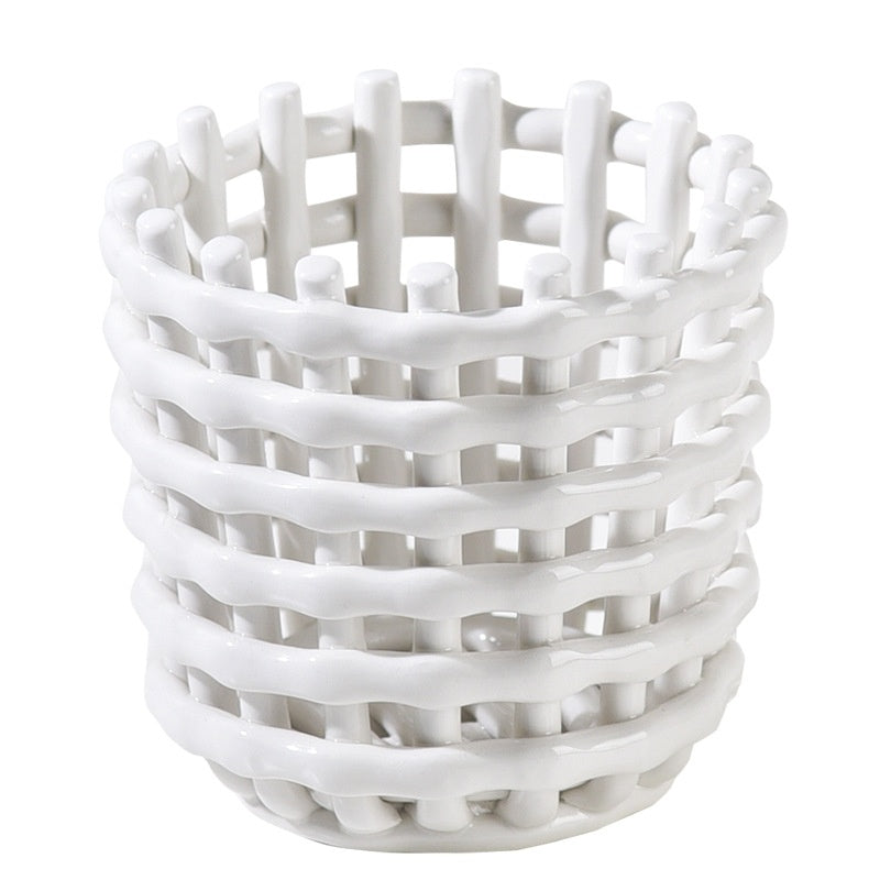 Ceramic Storage Basket Hand-woven Make-up Pen Container