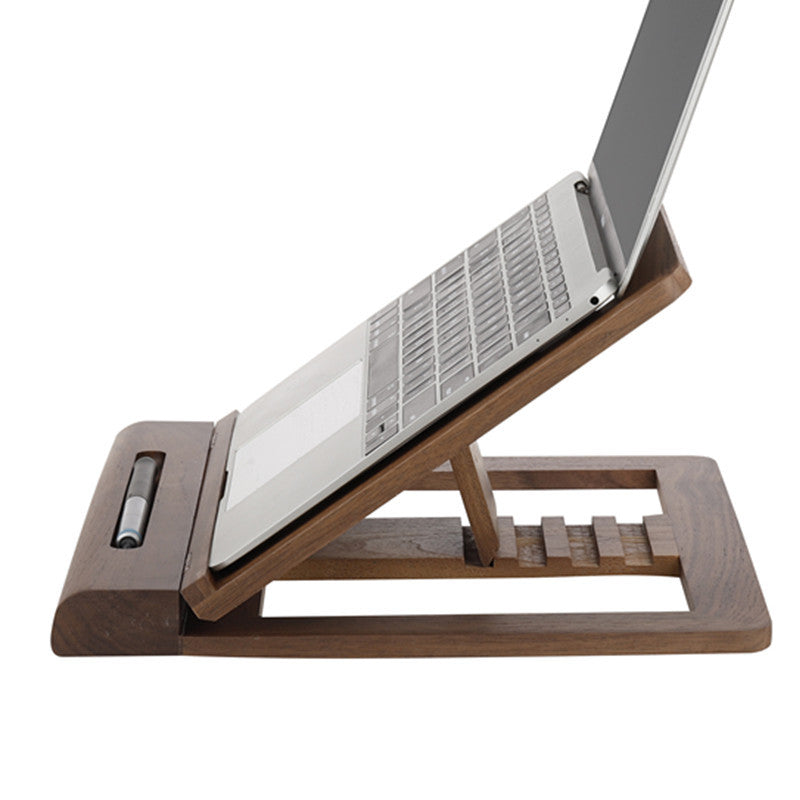 Walnut Laptop Raising Shelf Folding Rack Adjustable