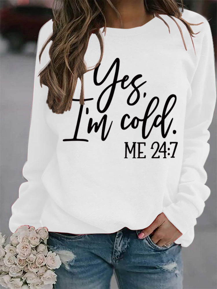 Loose Casual Letters Round Neck Print Women's Sweatshirt