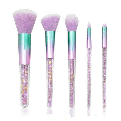 5 transparent handle makeup brushes