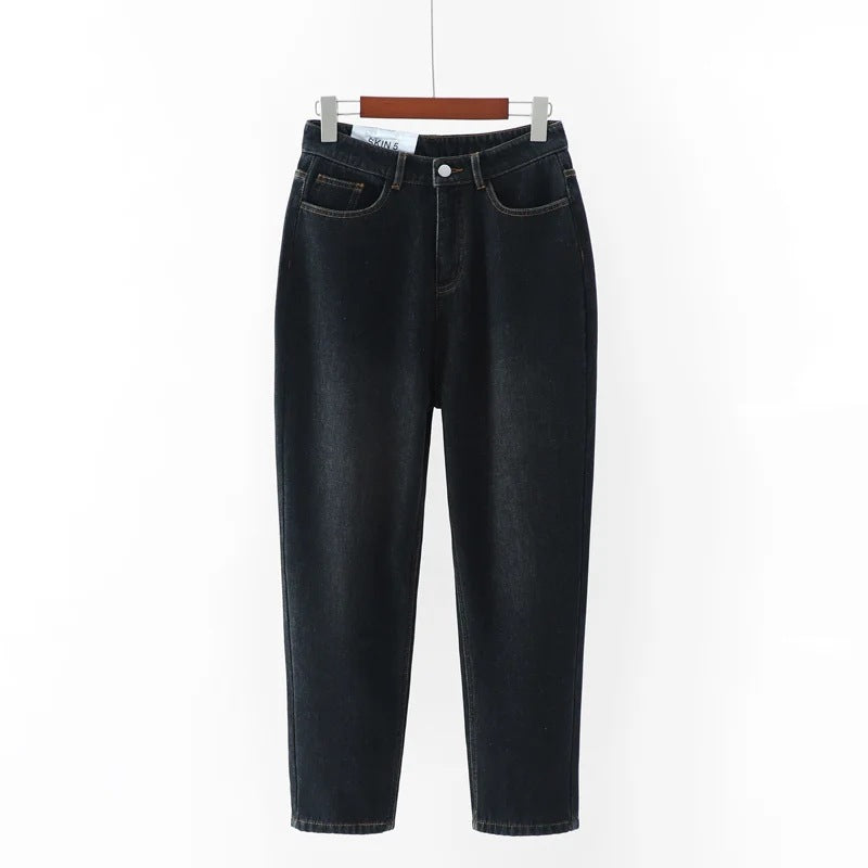 Thin straight leg jeans women trousers old pants