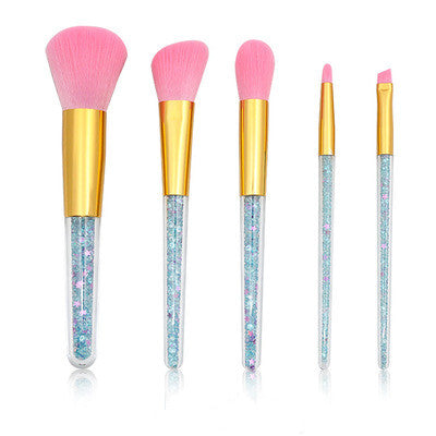 5 transparent handle makeup brushes