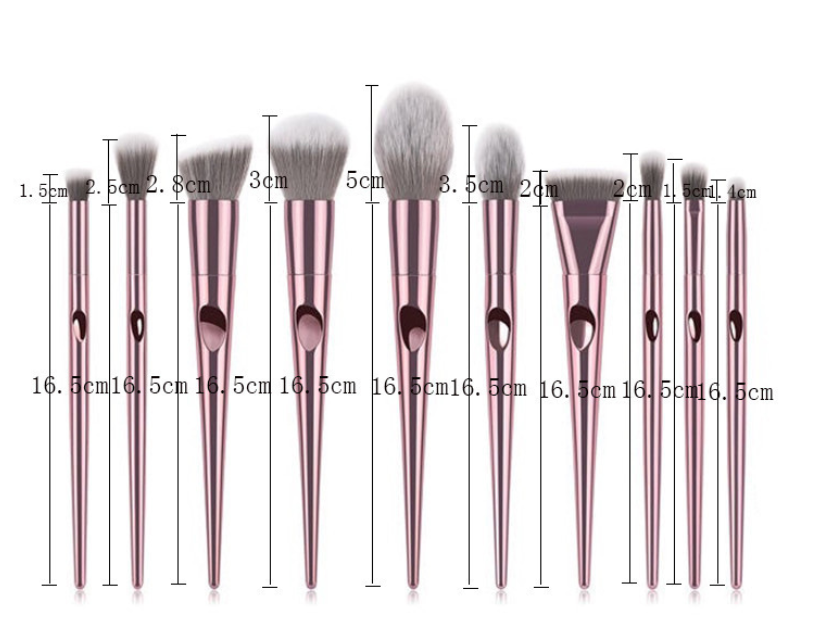 10 long rod thumbprint makeup brushes