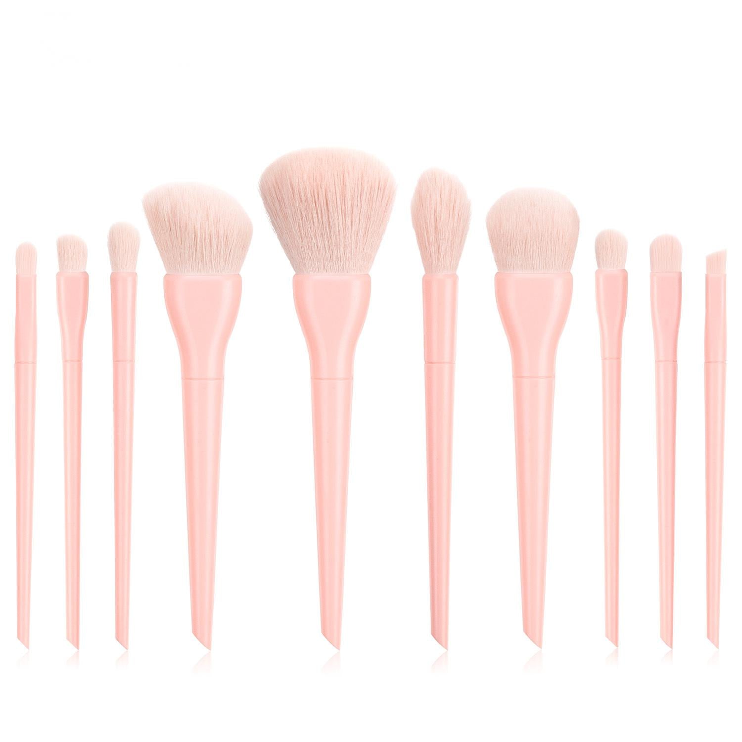 Candy color 10 cosmetic brushes set plastic short rod soft bristles