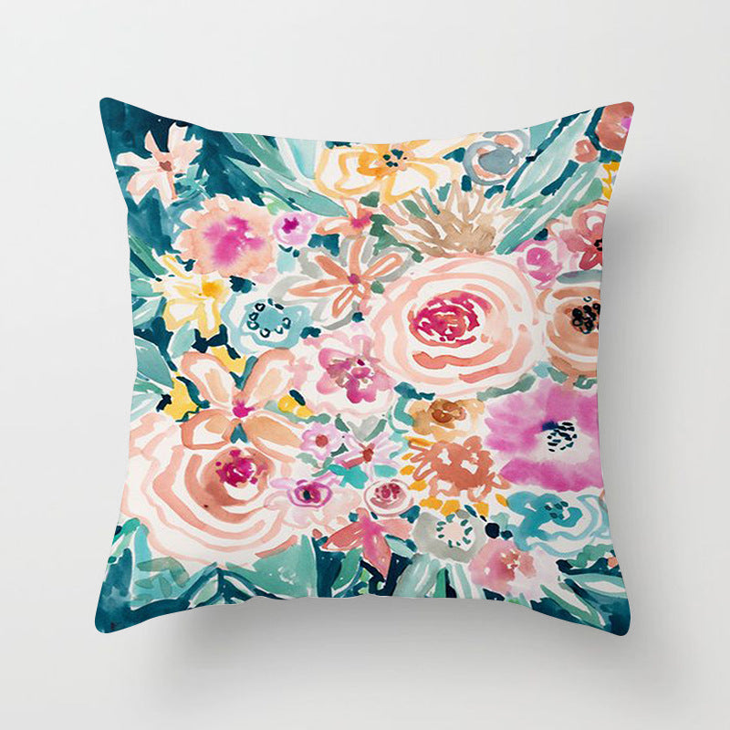 Home Decor Living Room Sofa Graffiti Flower Print Pillowcase