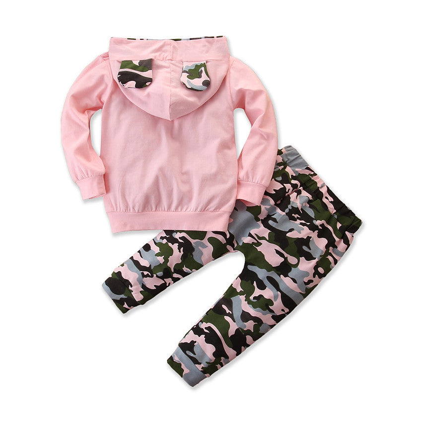 Girls Hooded Sweater Small Suit 2 Piece Set