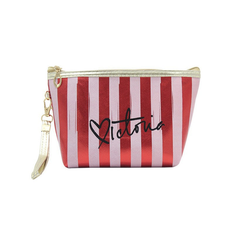 Cross Pattern Striped Make-up Bag Female Storage Multifunctional