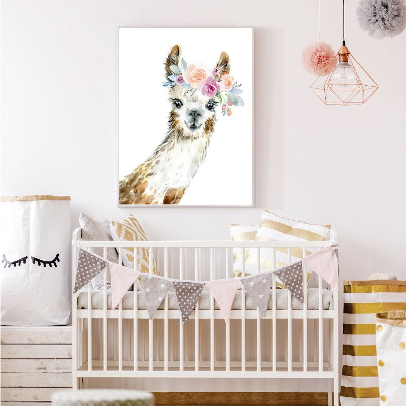 Modern Animal Alpaca Ins Print Poster Print Bedroom Decor