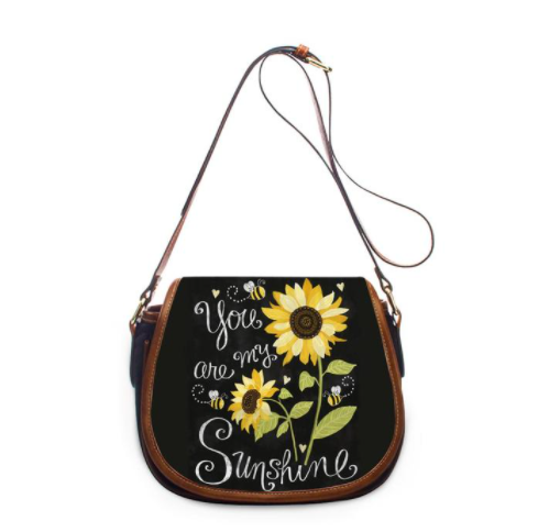 Women's Leather Sunflower Print Shoulder Bag