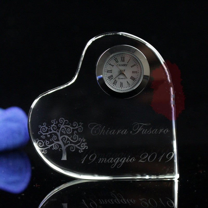 New Crystal Heart-shaped Crystal Clock