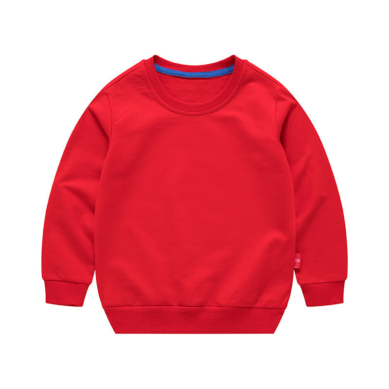 Boys Korean Round Neck Solid Color Loose Long Sleeve Pullover