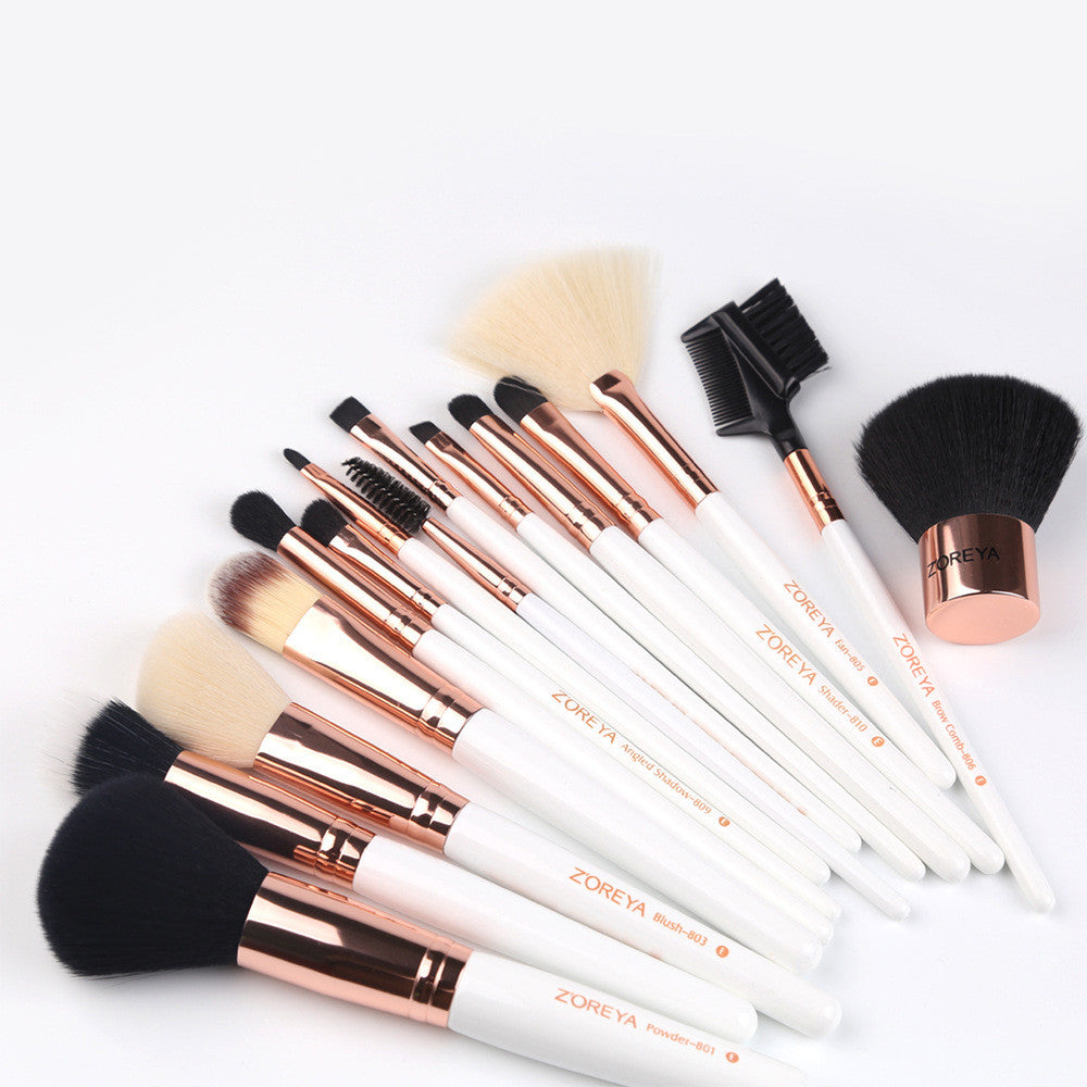 Set of 15 nylon hair makeup brushes