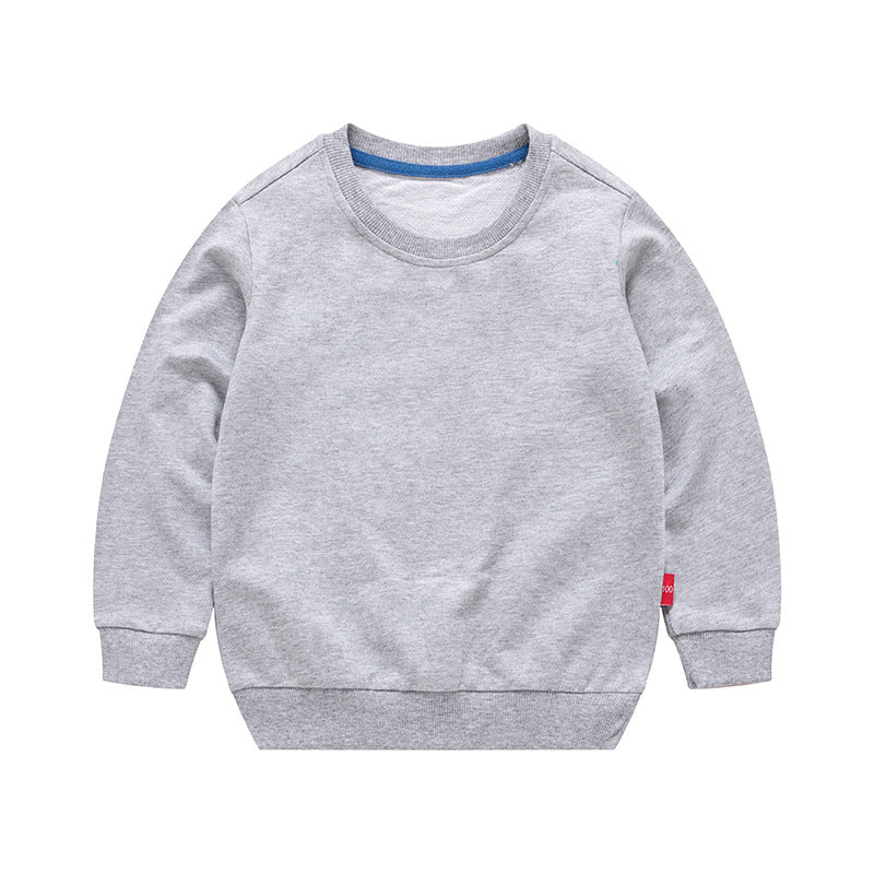 Boys Korean Round Neck Solid Color Loose Long Sleeve Pullover