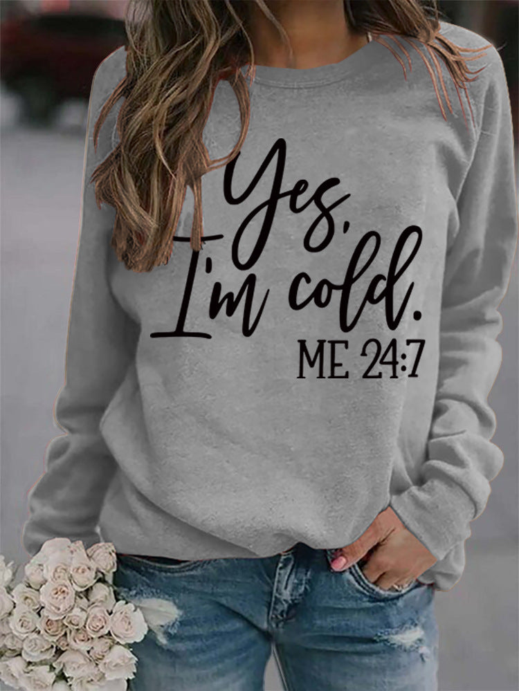 Loose Casual Letters Round Neck Print Women's Sweatshirt