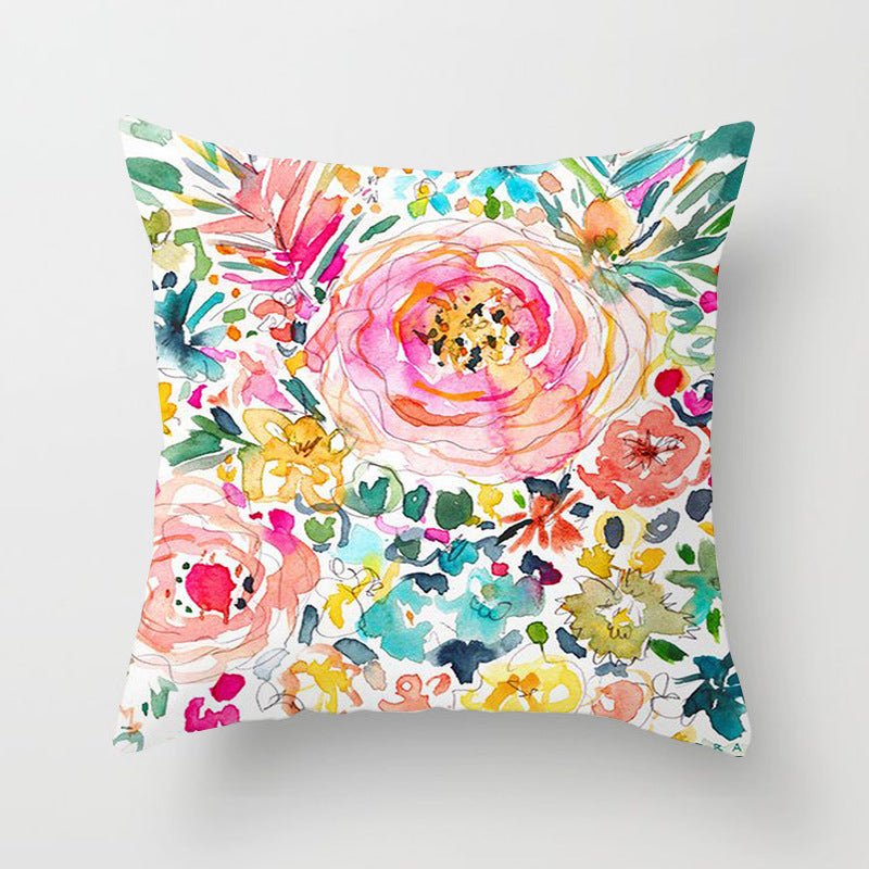 Home Decor Living Room Sofa Graffiti Flower Print Pillowcase