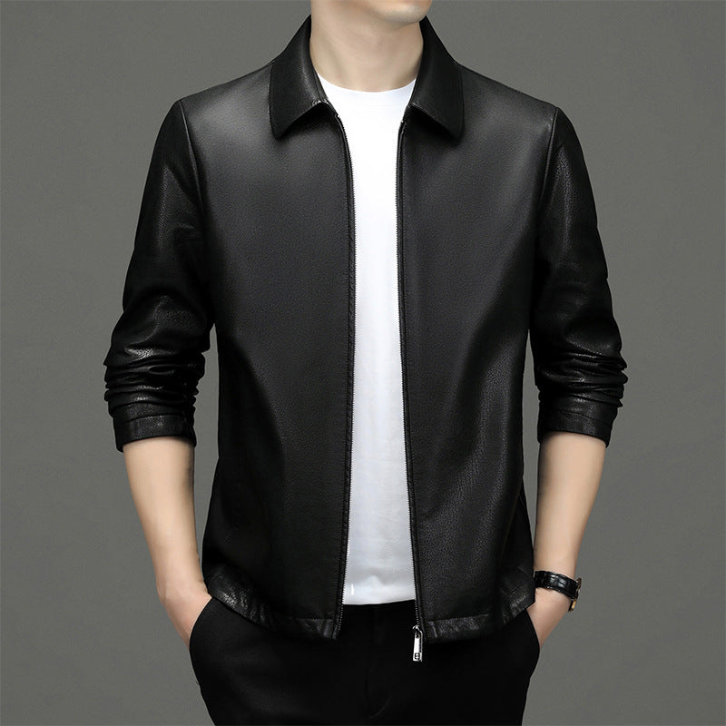 Lapel Ecological Real Leather Cloth Jacket For Men