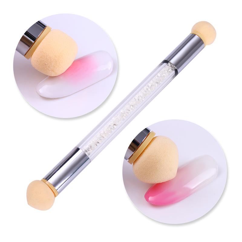 1 Pc Double-ended Gradient Shading Pen Dotting Brush Sponge Head Rhinestone Handle Nail Art Brush Nail Art Painting Tool