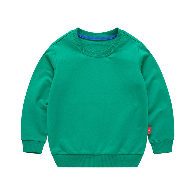 Boys Korean Round Neck Solid Color Loose Long Sleeve Pullover