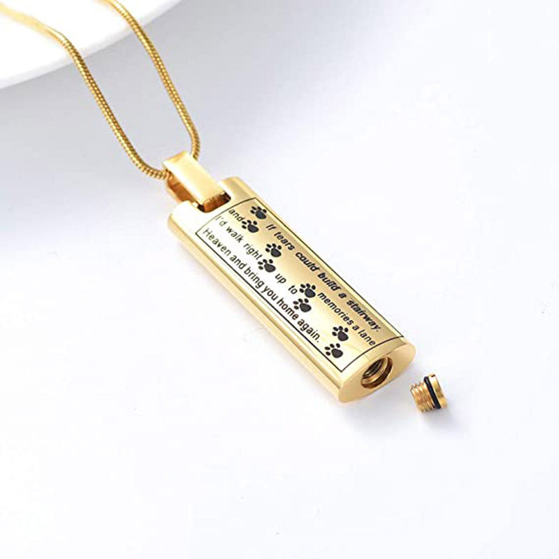 Commemorating Relatives Pet Bones Cylindrical Lettering Urn Necklace Openable