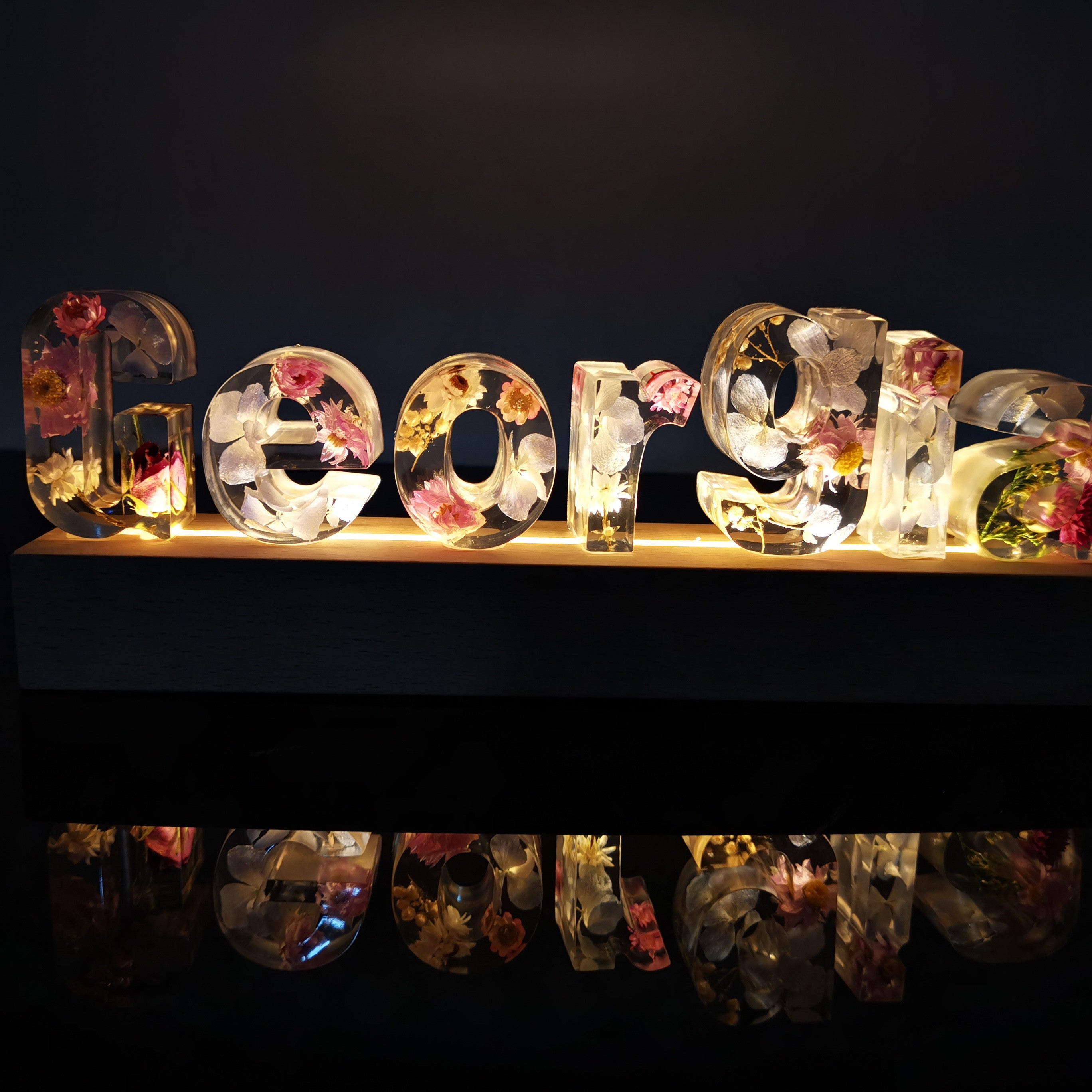 Dried Flower English Alphabet Night Light Base Table