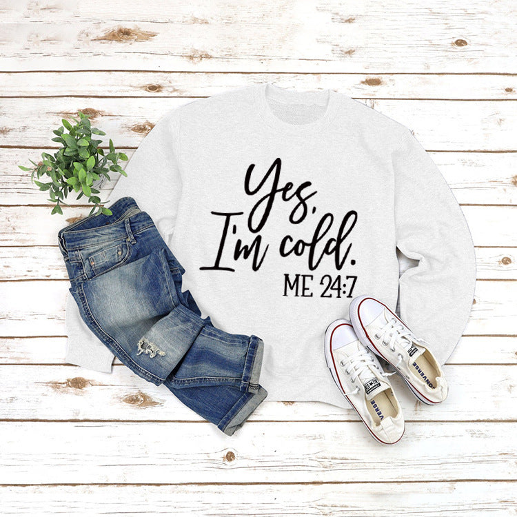 Loose Casual Letters Round Neck Print Women's Sweatshirt