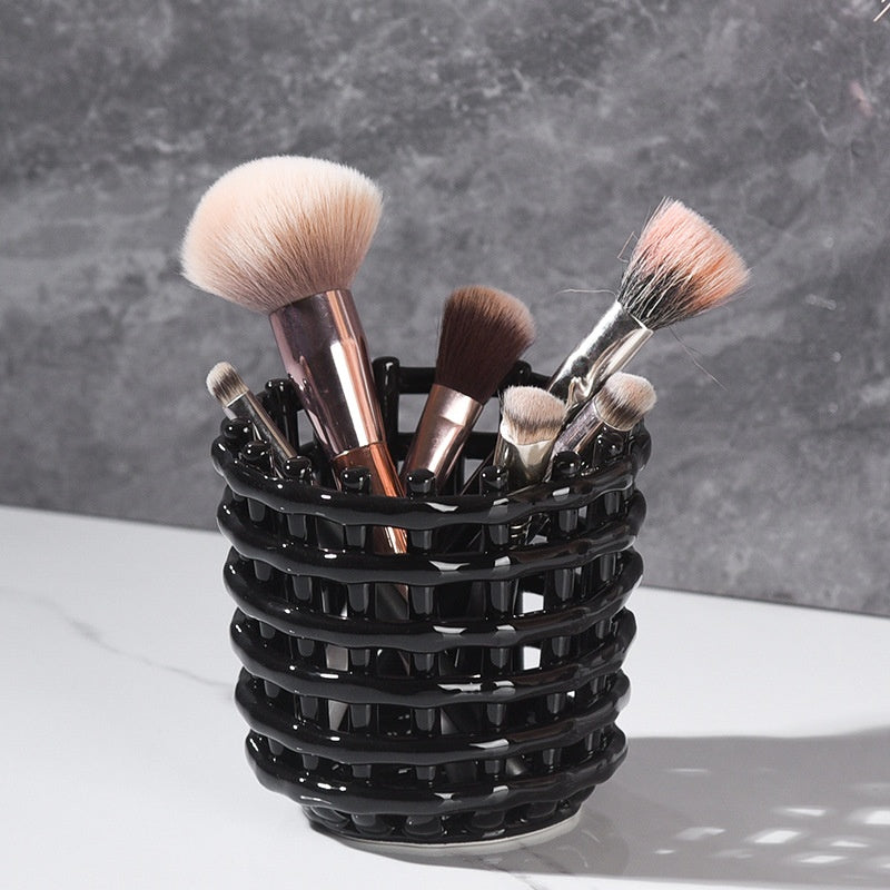 Ceramic Storage Basket Hand-woven Make-up Pen Container