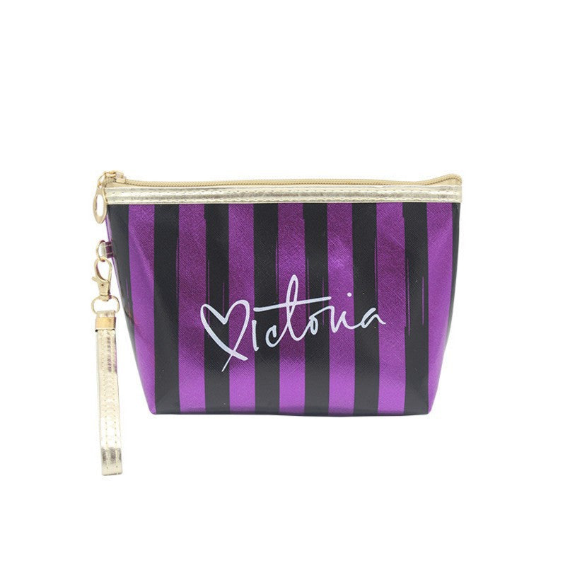 Cross Pattern Striped Make-up Bag Female Storage Multifunctional