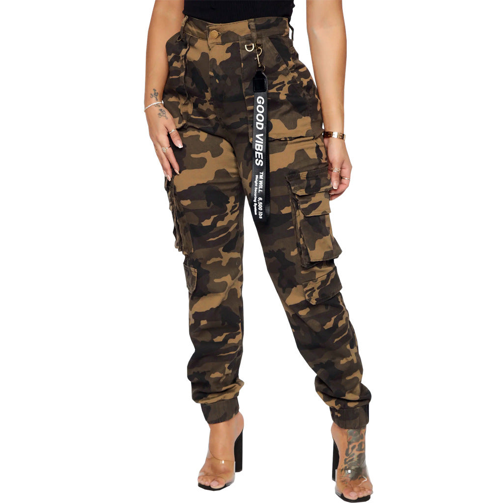 Slim Fit Camouflage Stretch Overalls for Womens