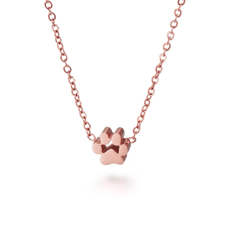 Cute Dog Paw Stainless Steel Necklace Earrings For Women Pet Bear Cat Footprint Jewelry Accessories