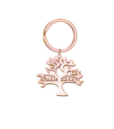 Personalized Tree Of Life Name Stainless Steel Keychain