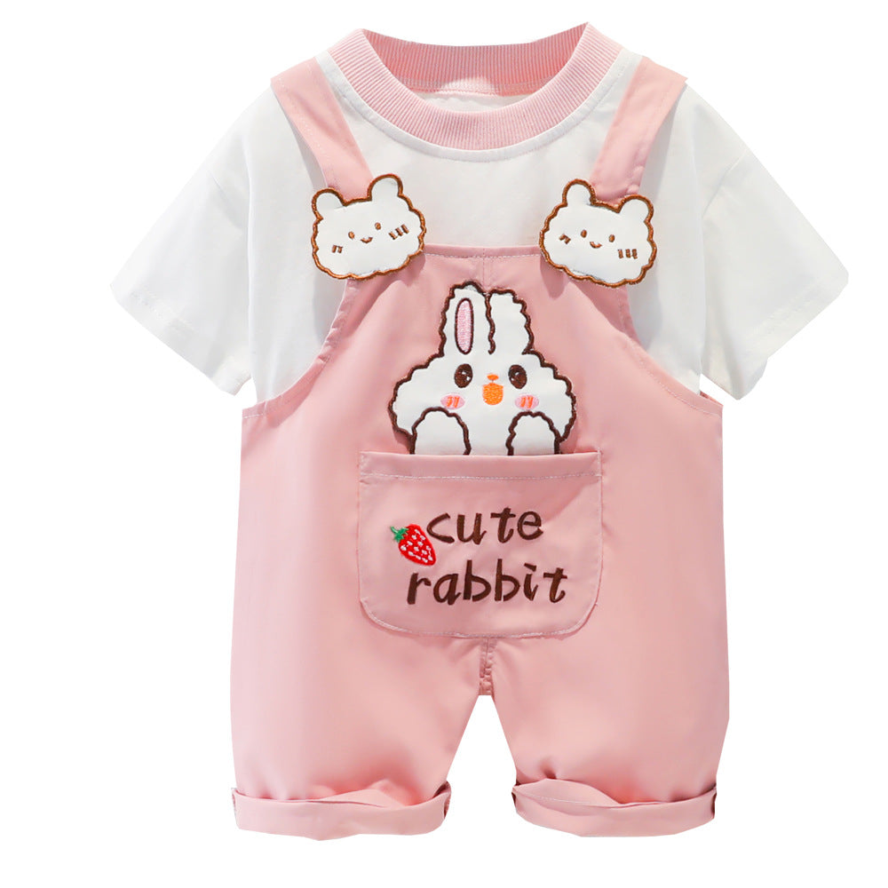 Cute Baby Clothes Summer Cartoon Short-sleeved Overalls