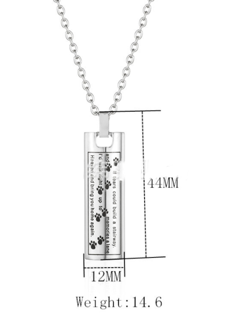 Commemorating Relatives Pet Bones Cylindrical Lettering Urn Necklace Openable