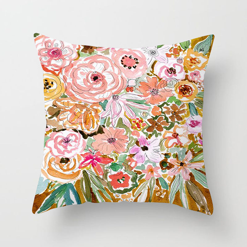 Home Decor Living Room Sofa Graffiti Flower Print Pillowcase