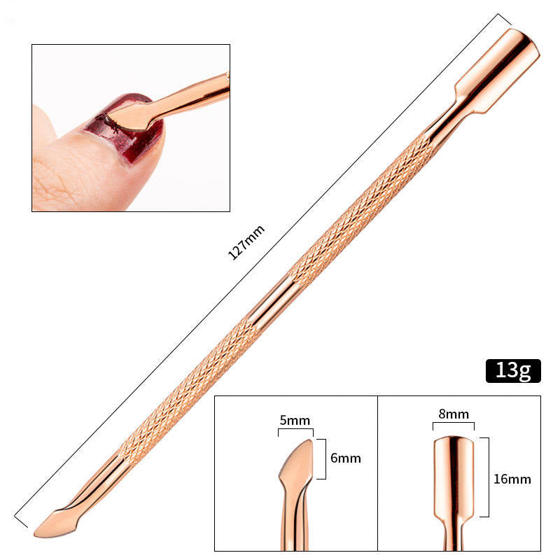 Nail Art Steel Push Dead Skin Push Stainless Steel Double-head Nail Remover Color Titanium Nail File